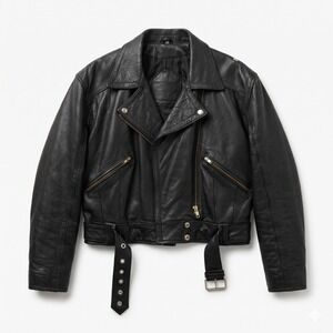 Limited Express Black Leather Moto Biker Jacket Sz M Y2K Grunge Belted Zip